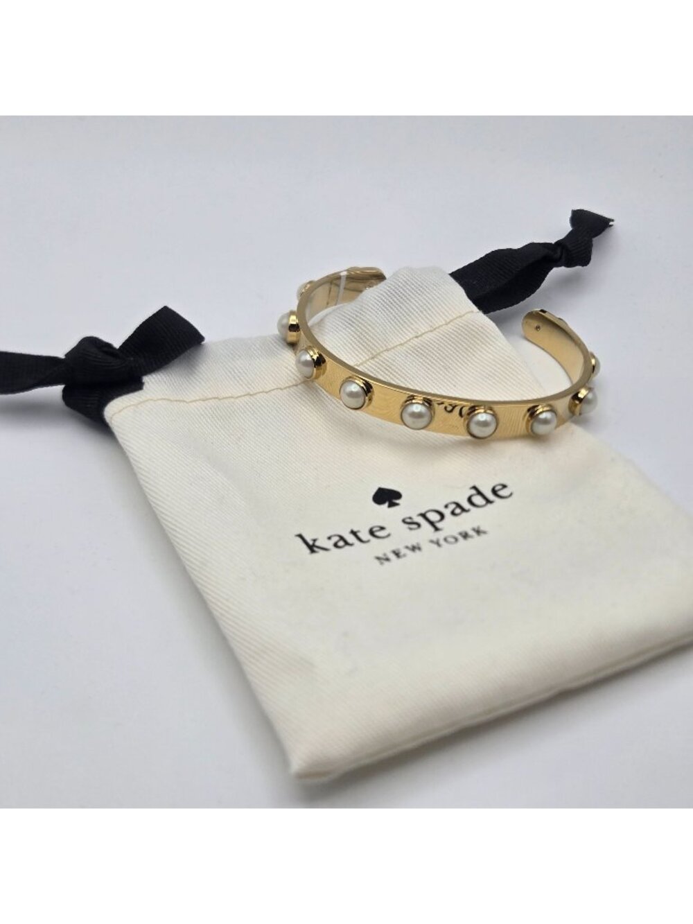 Kate Spade New York Gold-Tone Faux Pearl Cuff Bracelet With Dust Bag